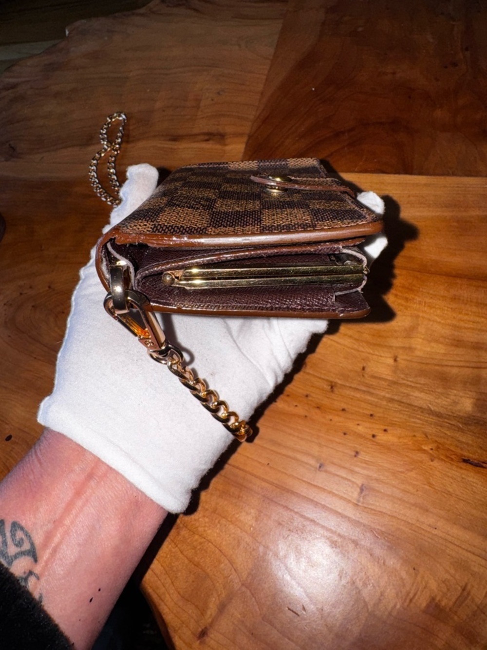Louis Vuitton French compact wallet kiss Lock vintage 2001 brown generic chain - Picture 6 of 17